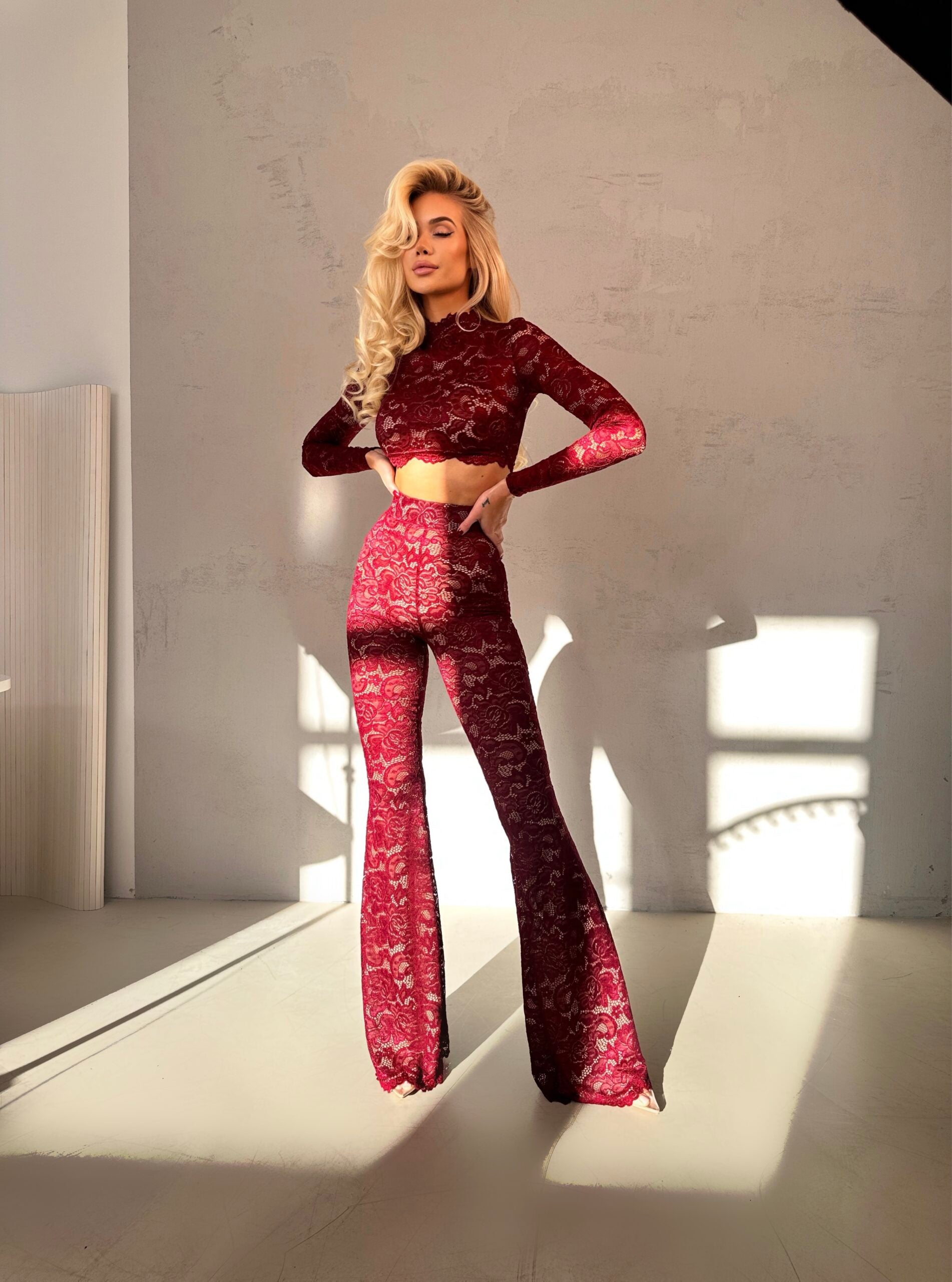 LACE AURORA BURGUNDY - TWO-PIECE SET