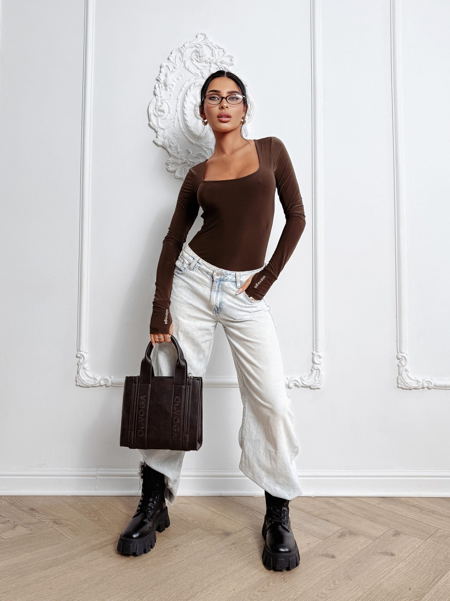 ETERNAL GRACE fitted bodysuit chocolate