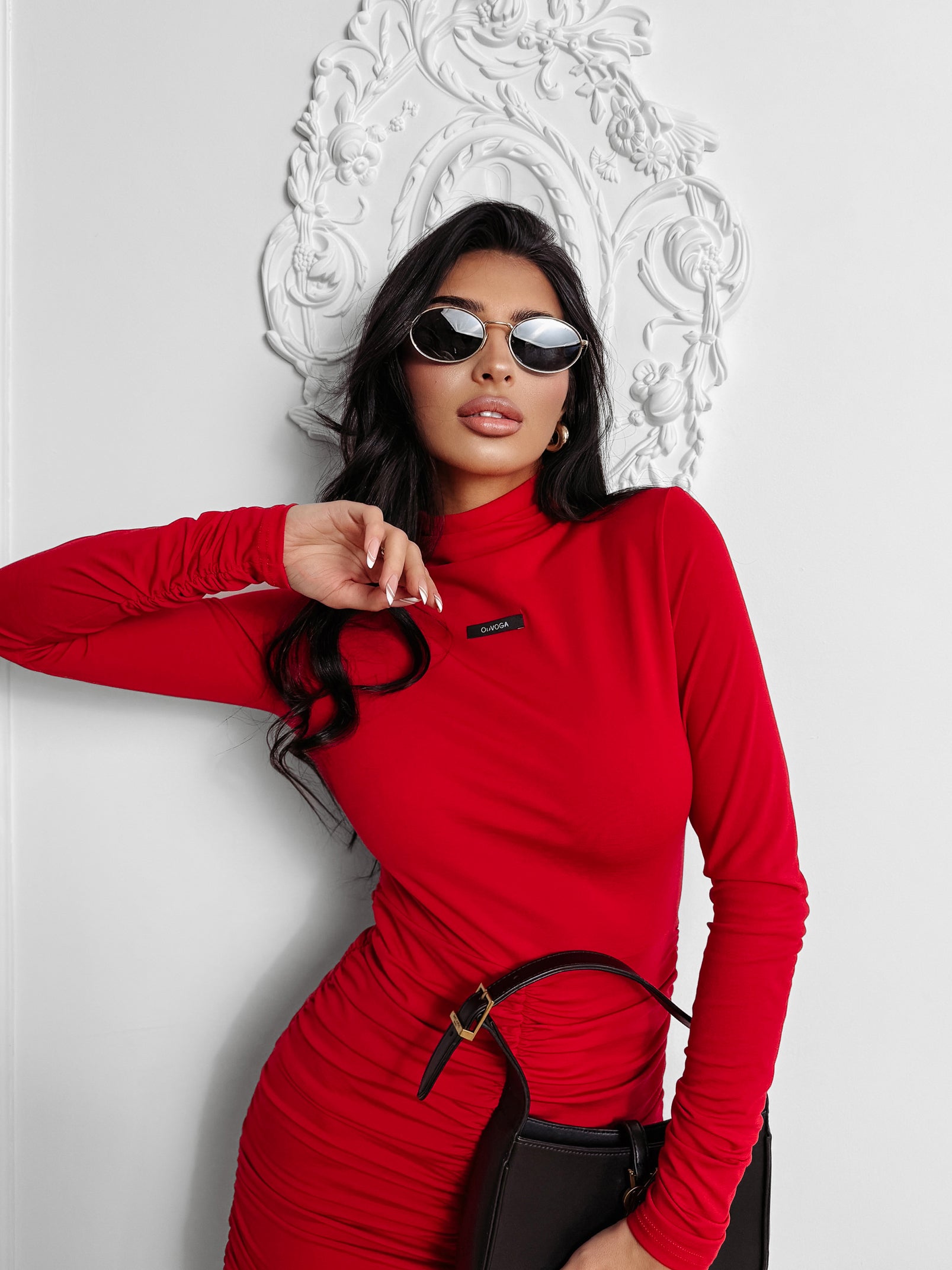 LUMIER fitted dress red