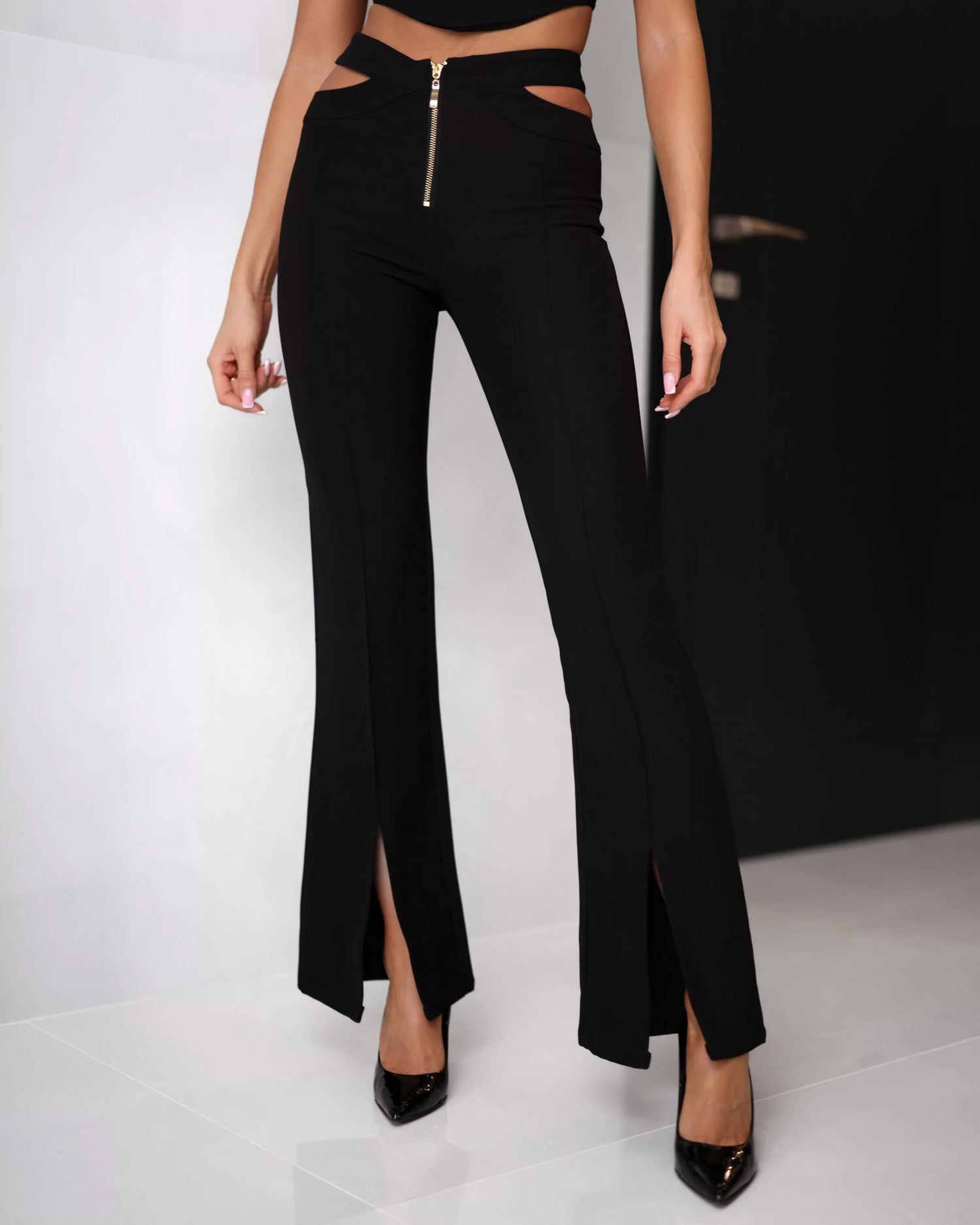Elegant black women’s pants with slits – Secret Romance Set
