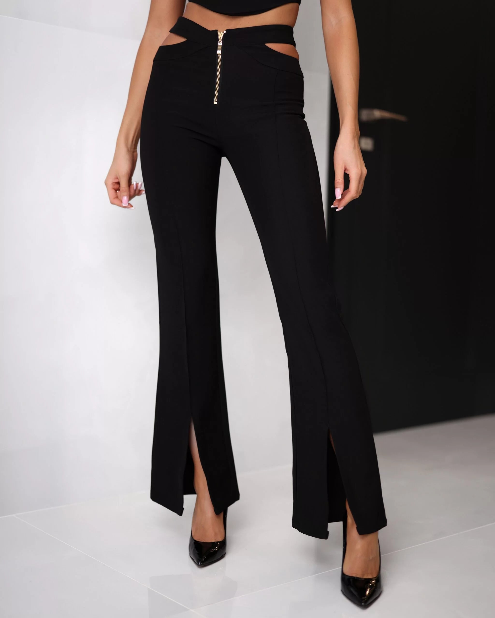 Elegant black women’s pants with slits – Secret Romance Set