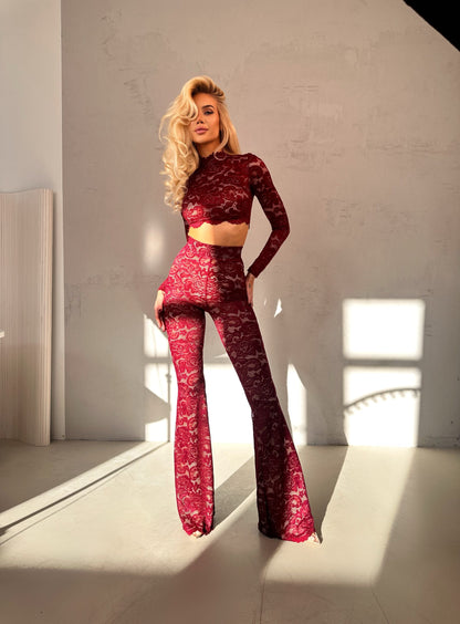 LACE AURORA BURGUNDY - TWO-PIECE SET